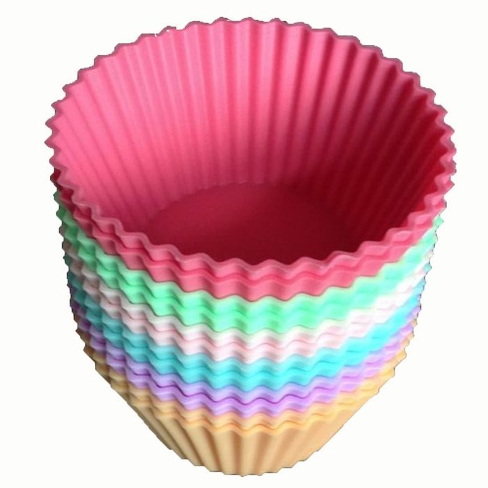 Baking Silicone Cups Soft Round Cupcake Liners - 3 Sets of 12 (Colors May Vary) N4