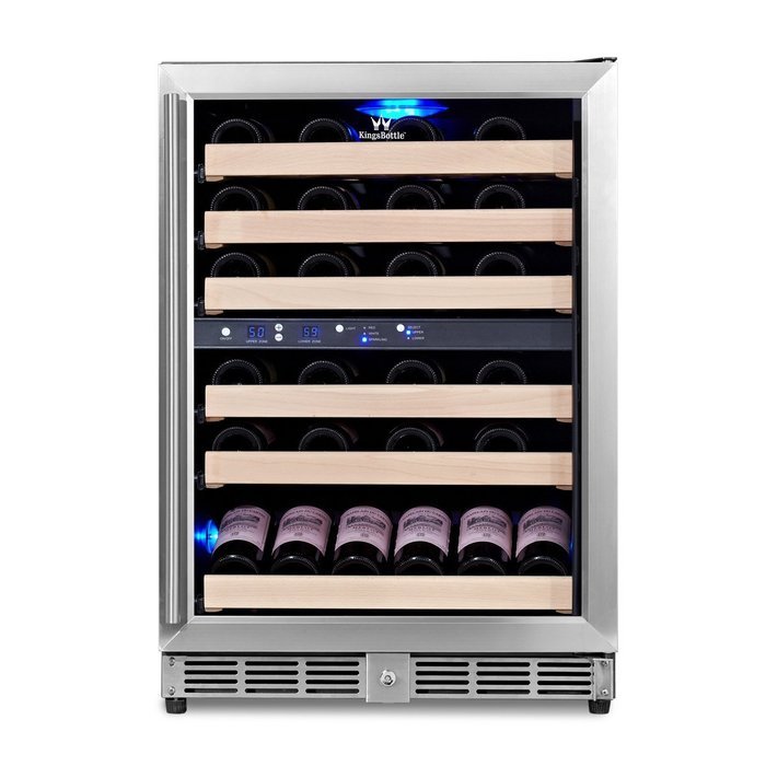 KingsBottle 50 Bottle Dual Zone Wine Cooler, Black N32