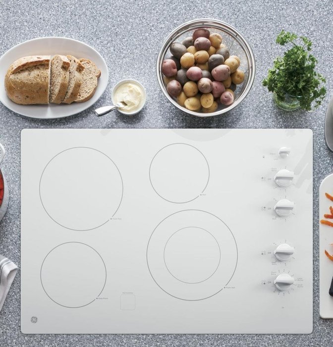 GE JP3530TJWW Profile 36" White Electric Smoothtop Cooktop N4