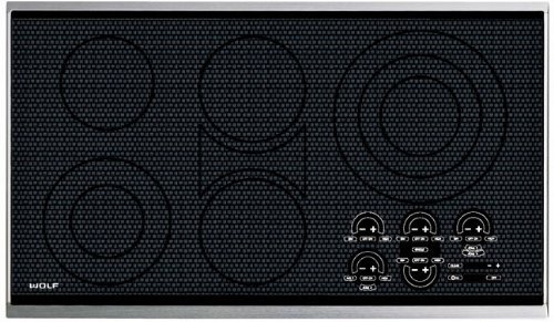 Wolf CT36ES 36" Black Smoothtop Electric Cooktop 5 Elements