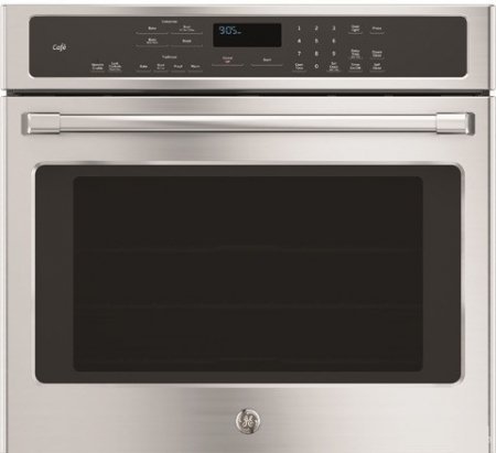 GE Cafe CT9050SHSS 30" Single Electric Wall Oven with 10-Pass Bake Element Self-Clean Heavy Duty Roller Rack and...