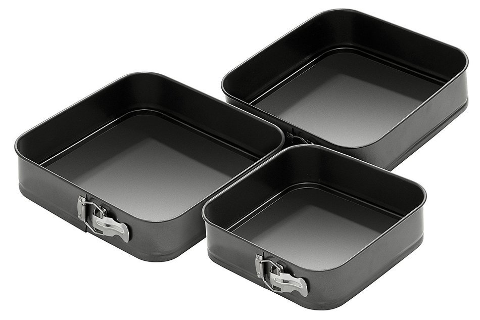 0.4mm Set Of 3 Spring Form Non-stick Square Cake Tins N4