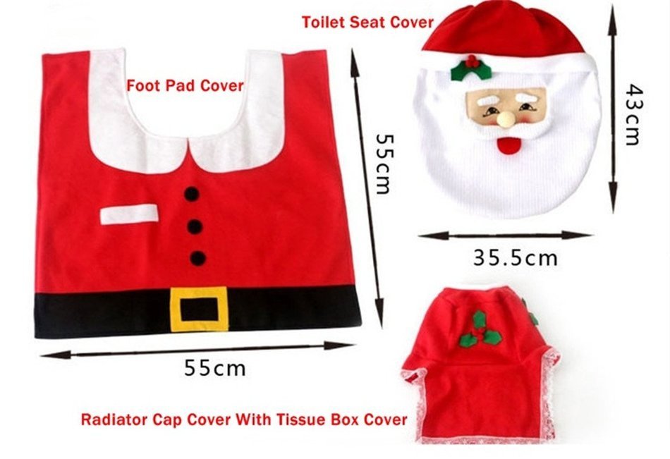 GUAngqi Christmas decoration Santa toilet Set seat cover & rug & tissue box cover set Gift N9