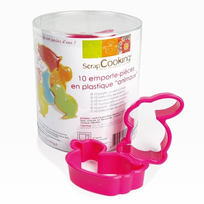 ScrapCooking Animals Cutters, Stainless Steel, Box of 10