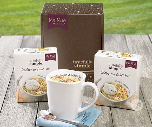 Tastefully Simple My Mug Cake 2 X Celebration Birthday Cake Mix & Mug Boxed Set