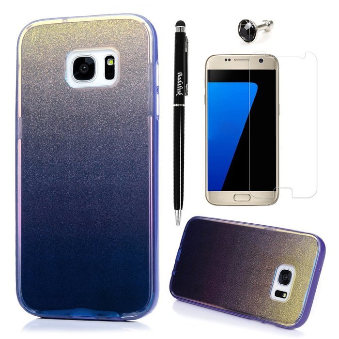 Badalink Galaxy S7 Edge Case 3 in 1 Shockproof Drop Protection Soft TPU Protective Inner Bumper + PC Frame with... N38