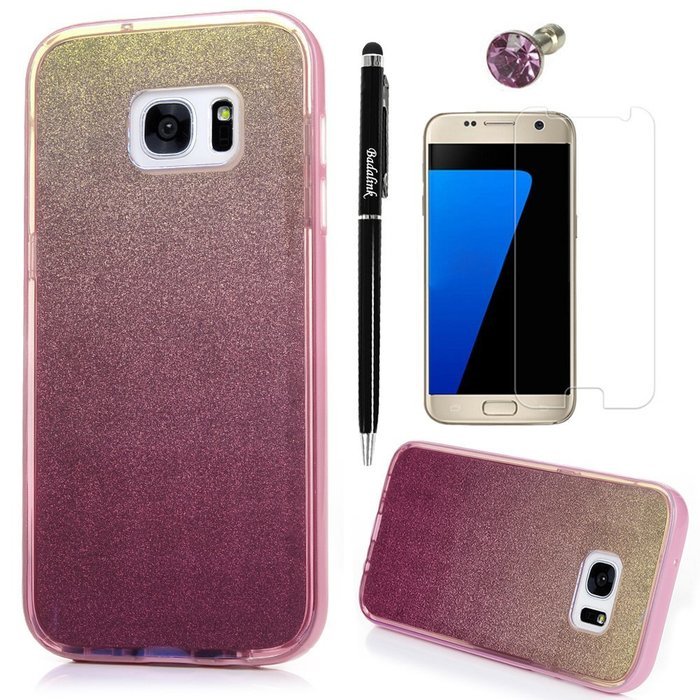 Badalink Galaxy S7 Edge Case 3 in 1 Shockproof Drop Protection Soft TPU Protective Inner Bumper + PC Frame with... N44