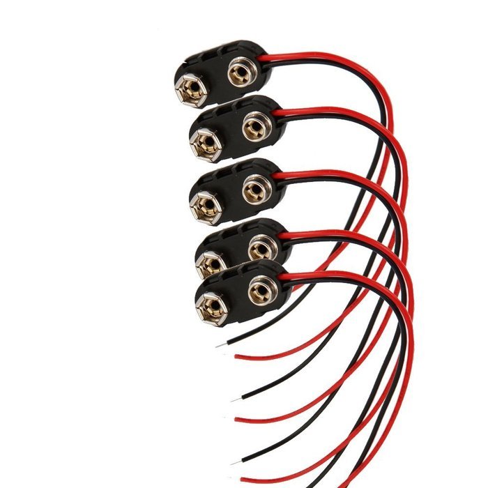 Vamery 5pcs Snap on 9v 9volt I-fonts Battery Clip Connector Hard Shell Buckle Black N2