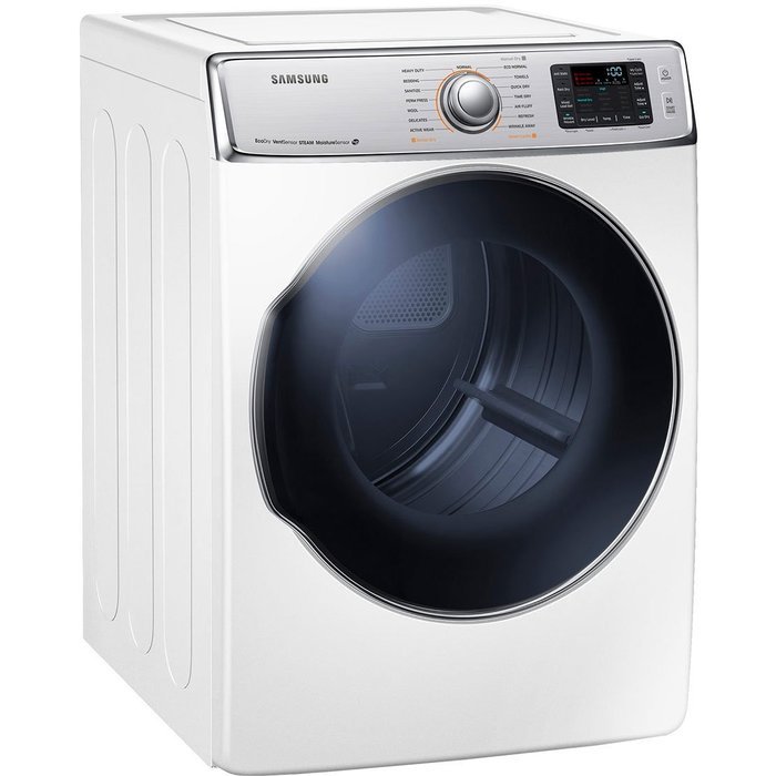 Samsung DV56H9100EW 9.5 Cu. Ft. Front-Load Electric Steam Dryer with Dual Heaters, White