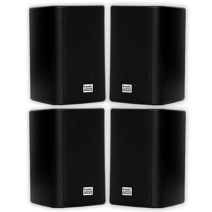 Acoustic Audio AA351B Indoor Outdoor 2 Way Black Speakers 1000 Watt 2 Pair Pack AA351B-2Pr