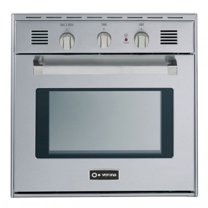 Verona VEBIG24NSS 24" Single Gas Wall Oven with 2.0 cu. ft. Capacity Electronic Ignition EZ Clean Porcelain Interior...