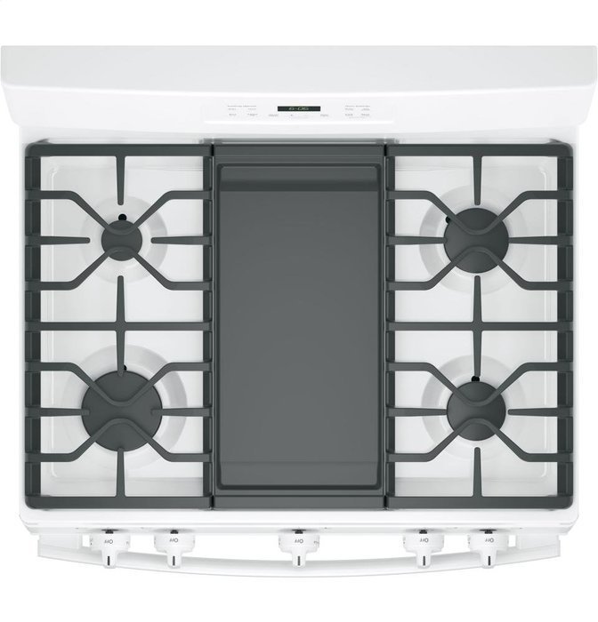 GE JGBS66DEKWW 30" Gas Freestanding Range with 5 Burners, Sealed Burner, 5.0 Cu. Ft. Primary Oven Capacity, Griddle... N7