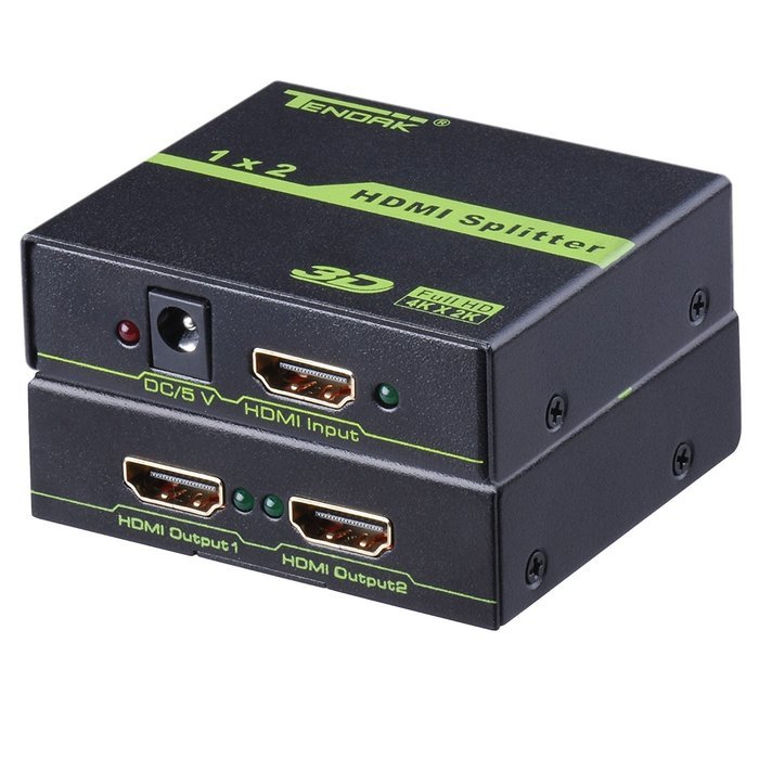 Tendak HDMI Splitter 1 in 2 out HDMI Splitter Amplifier for Dual Display Support Ultra HD 4K x 2K, 3D, Full HD... N23