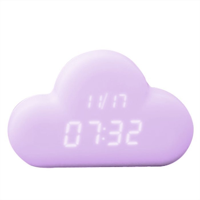 Generic Digital Clock in Cloud Shape Light Purple
