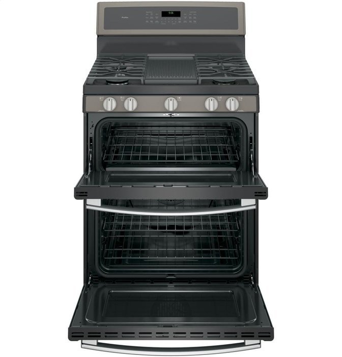 GE PGB960EEJES Profile 30" Slate Gas Sealed Burner Double Oven Range N3