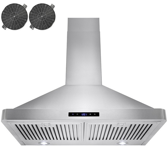 Golden Vantage 30" Wall Mount LED Display Touch Control High Quality Stainless Steel/Tempered Glass Vent Ductless... N16