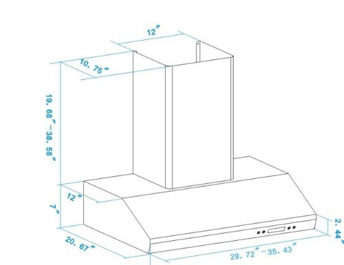 K-Star Wall Mounted Range Hood, K-1015 30", 1000 CFM N4