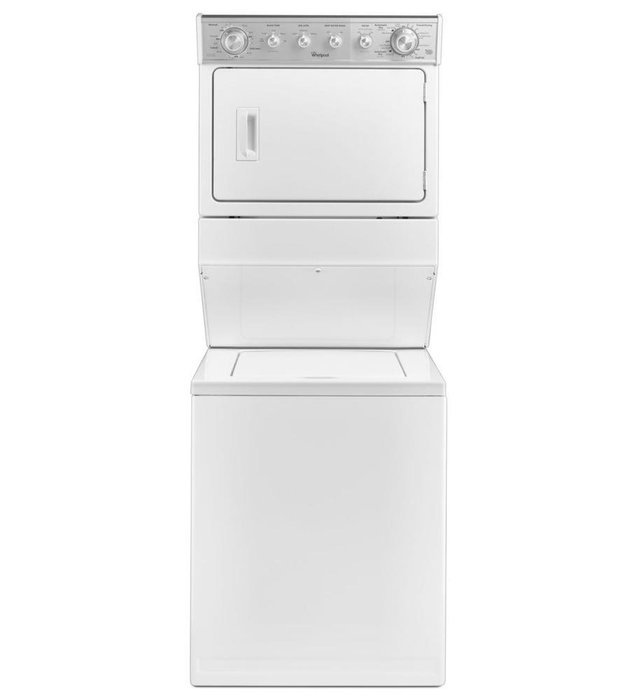 Whirlpool WGT4027EW 28" Combination 2.5 cu. ft. Washer/ 5.9 cu. ft. Gas Drier with HE Agitator Fabric Softener...