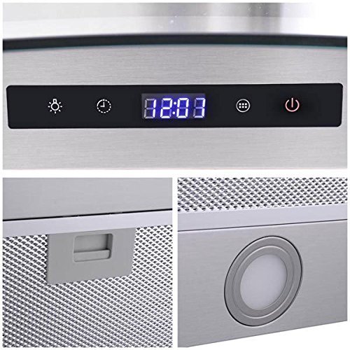 AMPERSAND SHOPS 30" Deluxe Quiet Stainless Steel 3-Speed Touch Panel Wall Mount Kitchen Range Vent Hood 760 CFM N4