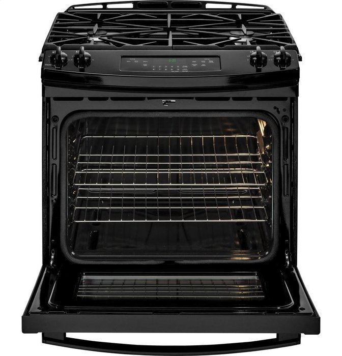GE JGS650DEFBB 30" Black Gas Slide-In Sealed Burner Range N2