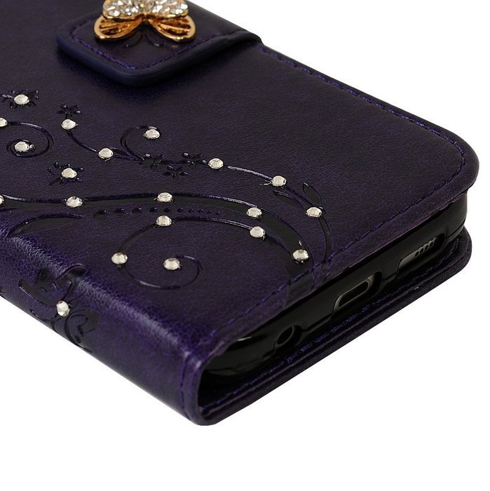 S7 Case,Samsung Galaxy S7 Case - Mavis's Diary 3D Handmade Wallet Bling Crystal Diamonds Butterfly Embossed Flowers... N26
