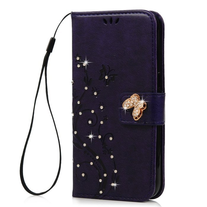S7 Case,Samsung Galaxy S7 Case - Mavis's Diary 3D Handmade Wallet Bling Crystal Diamonds Butterfly Embossed Flowers... N27