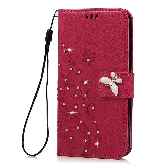 S7 Case,Samsung Galaxy S7 Case - Mavis's Diary 3D Handmade Wallet Bling Crystal Diamonds Butterfly Embossed Flowers... N32