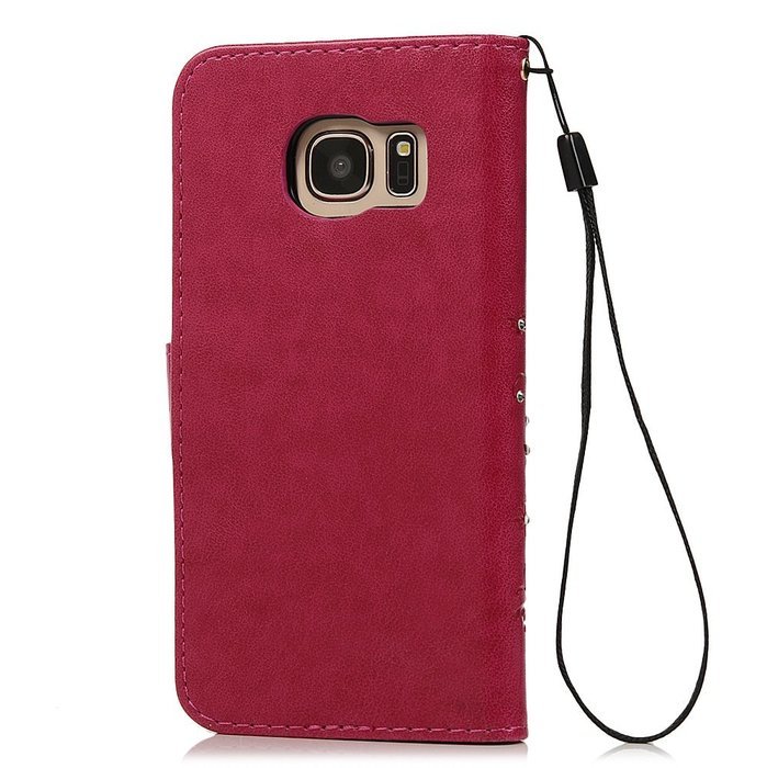S7 Case,Samsung Galaxy S7 Case - Mavis's Diary 3D Handmade Wallet Bling Crystal Diamonds Butterfly Embossed Flowers... N33