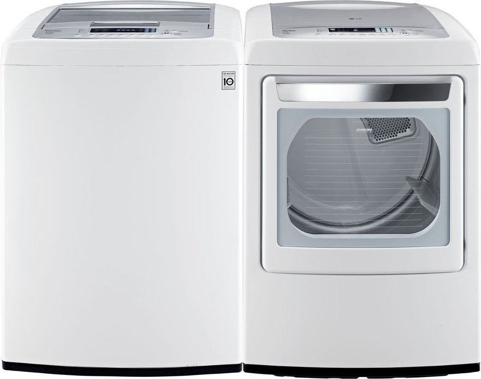 LG PAIR BUY-Front-Control Laundry Pair with WaveForce Technology (with ELECTRIC Dryer) WT1201CW DLEY1201W in Classic... N5