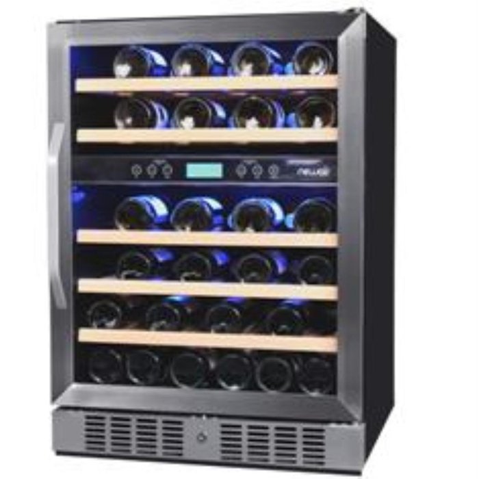 NewAir AWR-460DB 46 Bottle Built in Dual Zone Compressor Wine Cooler, Stainless Steel & Black N5