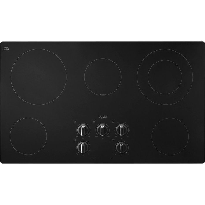 Whirlpool W5CE3625AB 36" Black Electric Smoothtop Cooktop