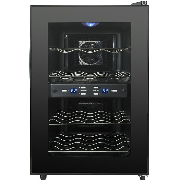 AKDY 12 Bottles Dual Zone Black Finish Reversible Doors Push Button Electric Wine Cooler Cellar N4