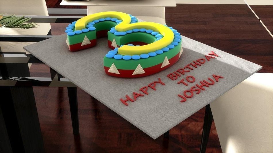 Large Number Three 3 Wedding Birthday Anniversary Cake Baking Tin 14" X 10" N2