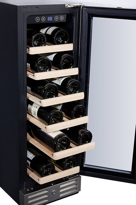 Kalamera 12'' Wine refrigerator 18 Bottle Built-in or Freestanding with Stainless Steel & Double-Layer Tempered...