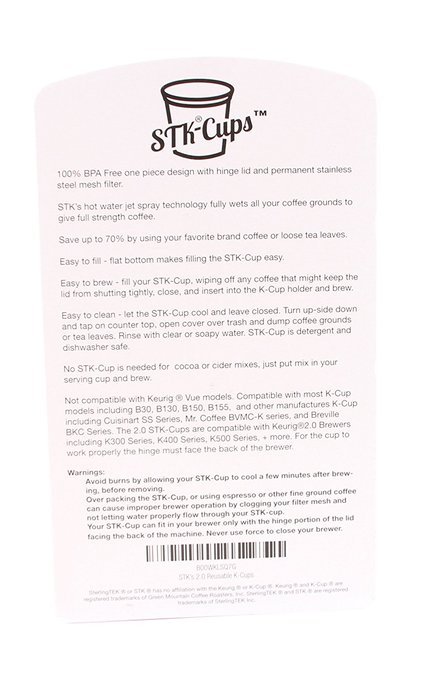 STK's Reusable Single Serving K-Cups 3 Count for Keurig2.0 Brewer K300, K350, K400, K450, K500, K550, K560, +... N4