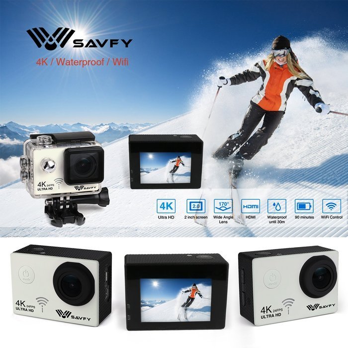 SAVFY Ultra HD 4K WIFI Action Camera SJ9000 with 2.0'' LCD Display Waterproof Sports Action Camera Accessory Bundles...