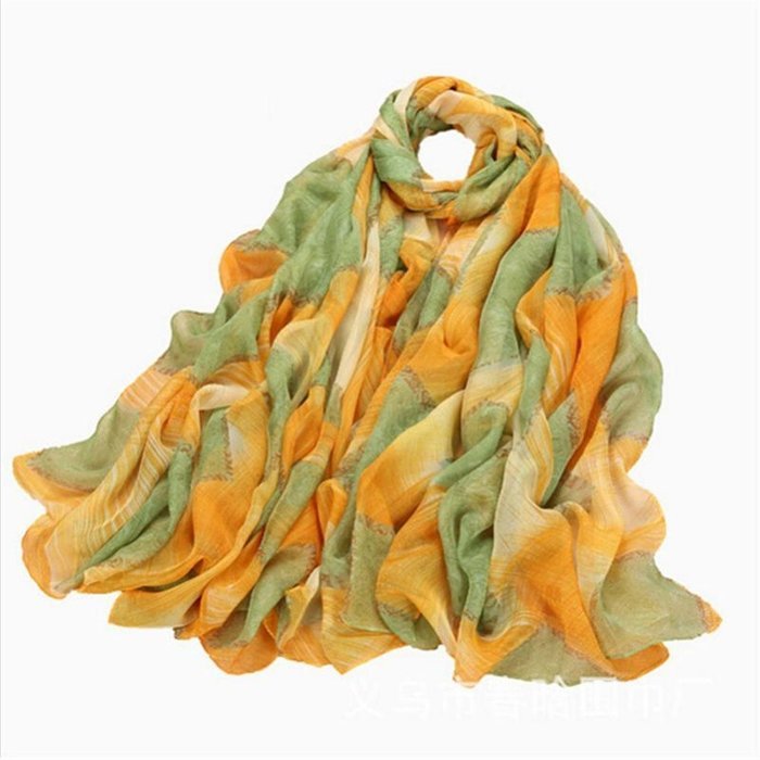 TR.OD Women Printed Floral Chiffon Scarf Extra Large Multicolor