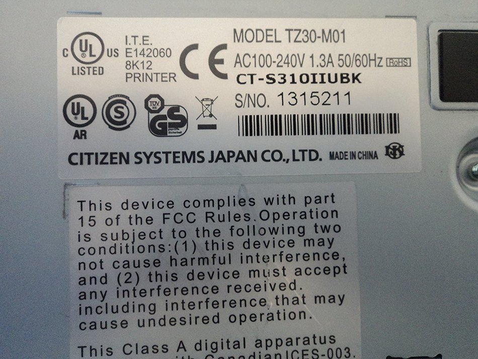 Citizen Systems America CT-S310II-U-BK CT-S310 Thermal POS Printer CTS310II USB - Color Black N9