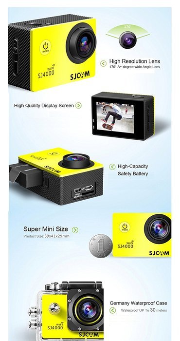 Original SJCAM SJ 4000 WIFI 2.0 Sport Action Camera 1080P Full HD Waterproof Camcorders Helmet Action Sport camera