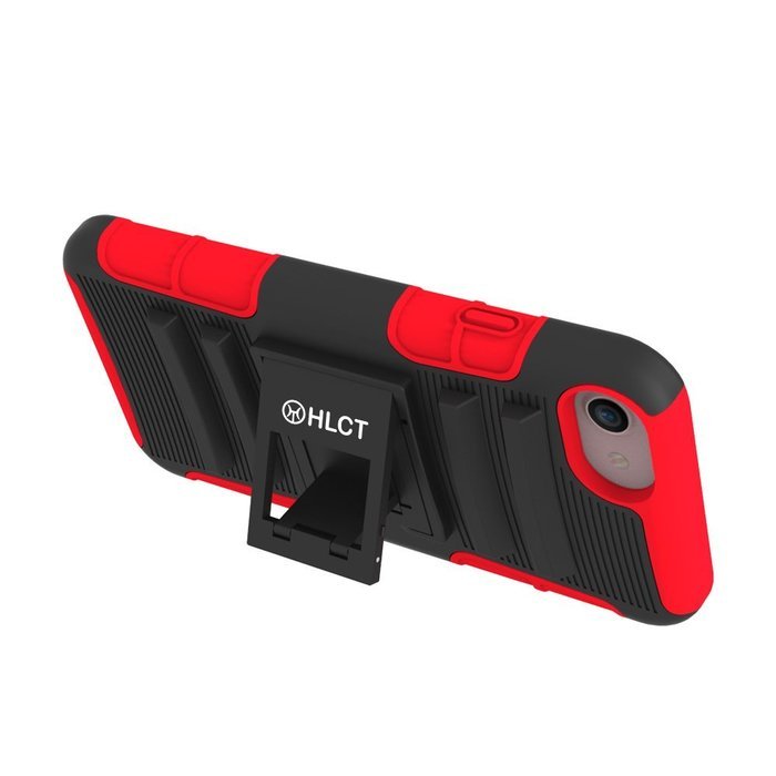 iPhone 7 Case, HLCT Rugged Shock Proof Dual-Layer Case with Built-In Kickstand for iPhone 7 4.7 Inch (Red) N15