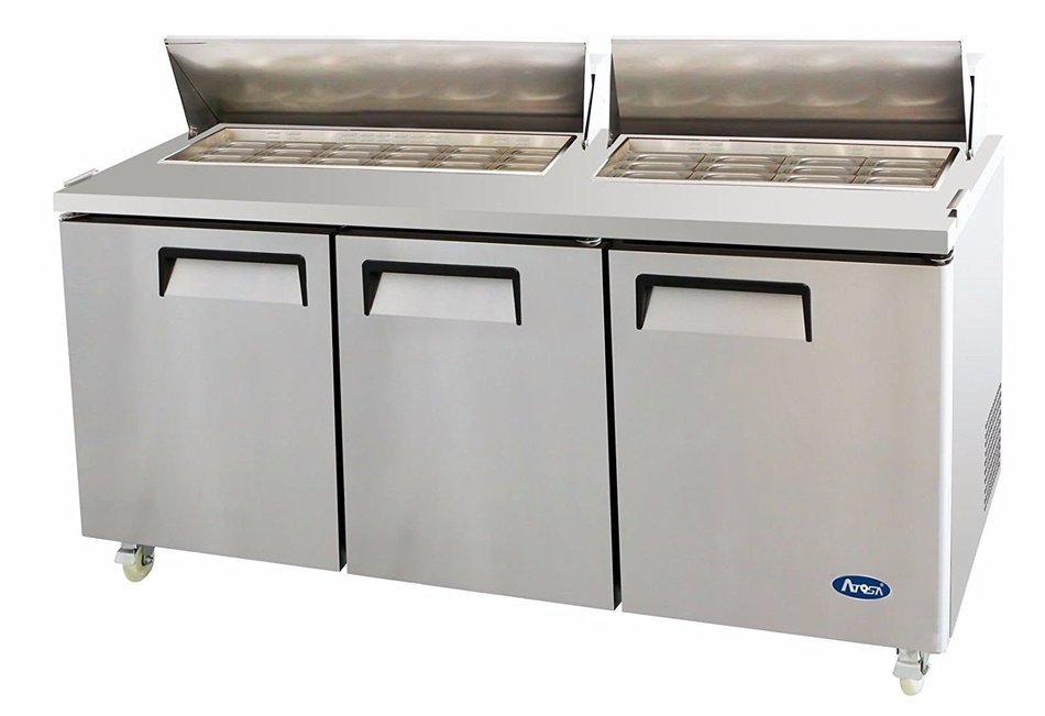 Atosa MSF8308 Stainless Steel Mega Top Sandwich Prep Table 72" 3-Door Fridge