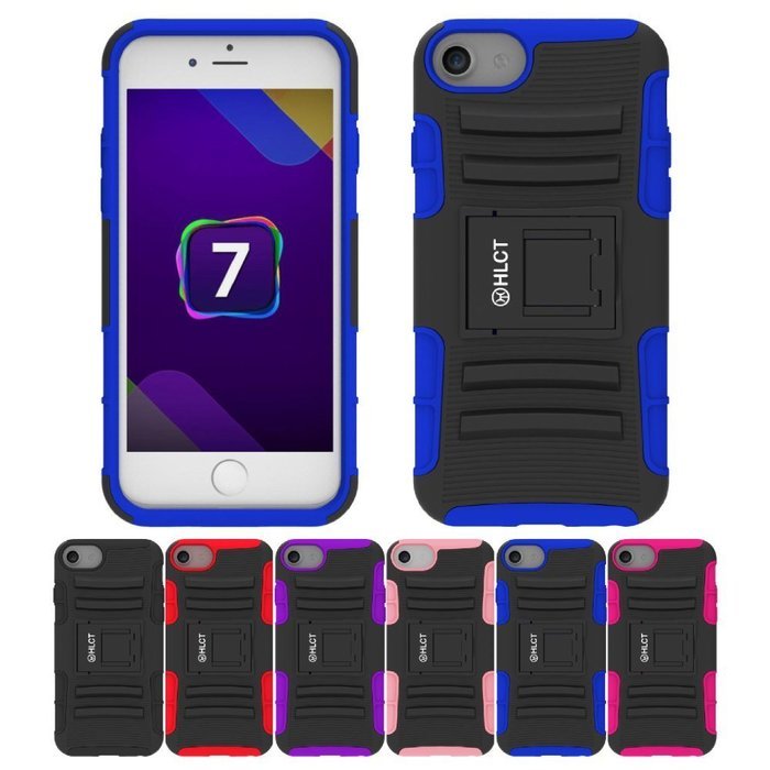 iPhone 7 Case, HLCT Rugged Shock Proof Dual-Layer Case with Built-In Kickstand for iPhone 7 4.7 Inch (Red) N19