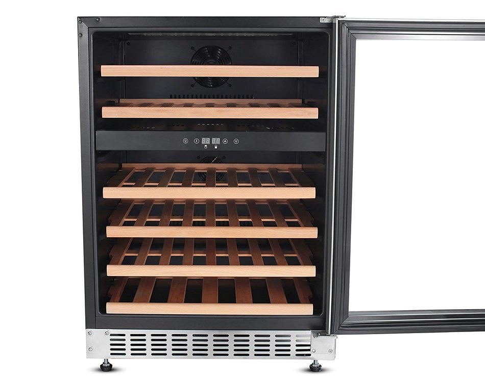 Thorkitchen JC-145A2EQ 46 Bottle 24" Built-in & Free Standing Dual Zone Wine Cooler, Stainless Steel N3