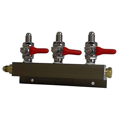 3 Way CO2 Distributor, 1/4" MFL with Shutoff-2PK