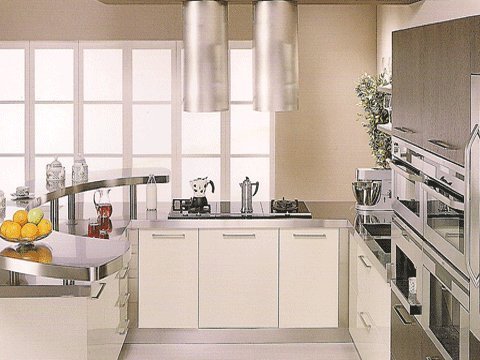 NT AIR KA-123-CS-W Island Range Hood Stainless Steel Round Chimney. Made in Italy.