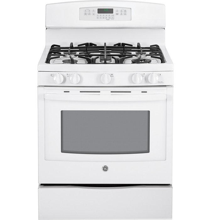 GE PGB920DEFWW Profile 30" White Gas Sealed Burner Range - Convection