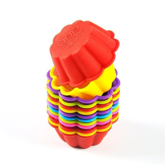 TANGCHU 24-pack Reusable Silicone Muffin Baking Cups Cupcake Liners Baking Molds Triangle Shape N36