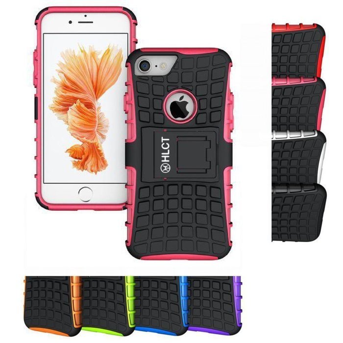 iPhone 7 Case, HLCT Rugged Shock Proof Dual-Layer Case with Built-In Kickstand for iPhone 7 4.7 Inch (Orange) N5