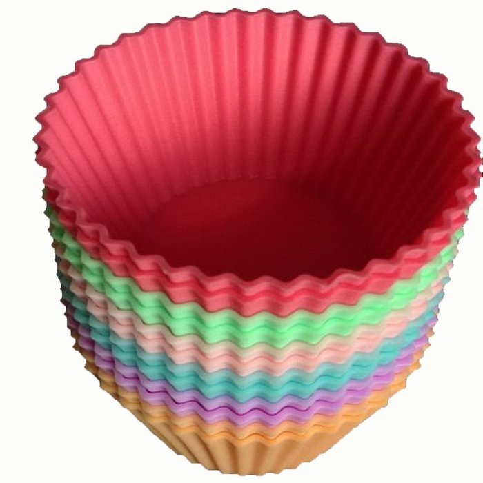 Baking Silicone Cups Soft Round Cupcake Liners - 3 Sets of 12 (Colors May Vary) N7