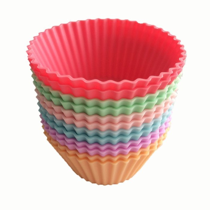 Baking Silicone Cups Soft Round Cupcake Liners - 3 Sets of 12 (Colors May Vary) N8